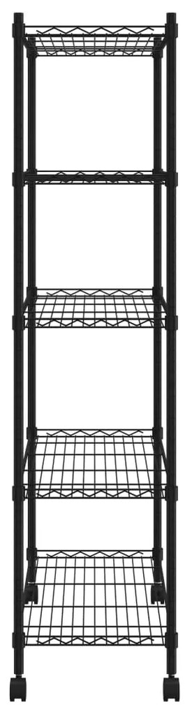 Unidade de 5 prateleiras com rodas 75x35x155 cm 250 Kg preto