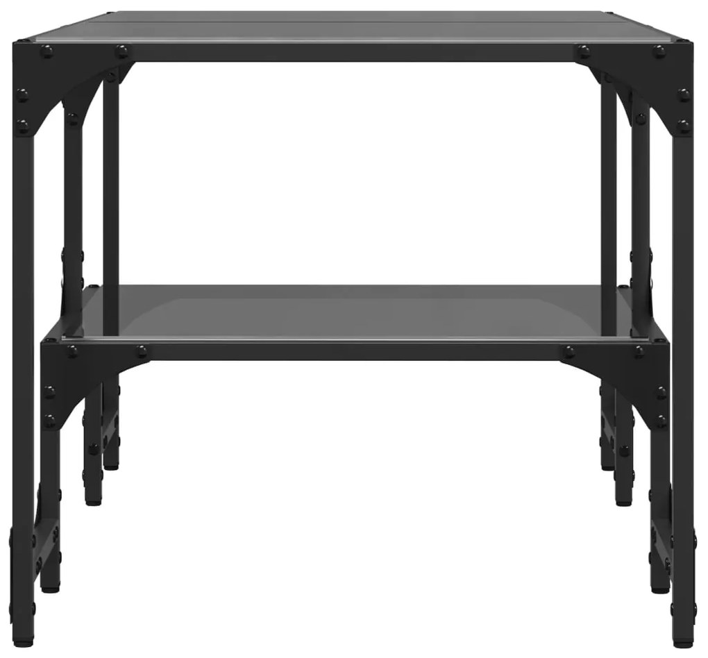 Mesa de centro com topo em vidro preto 98,5x50x45 cm aço