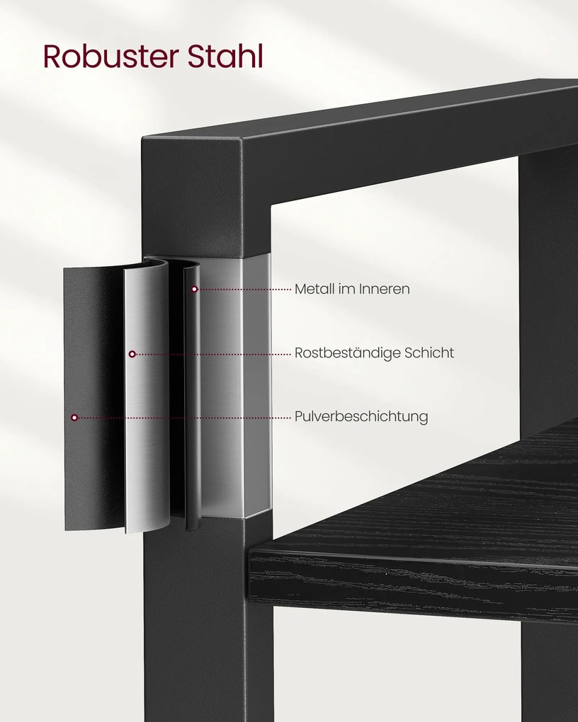 Estante 6 níveis 30 x 80 x 186 cm em design industrial Preto