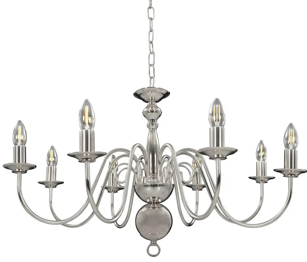 Lustre de 8 lâmpadas E14 prateado