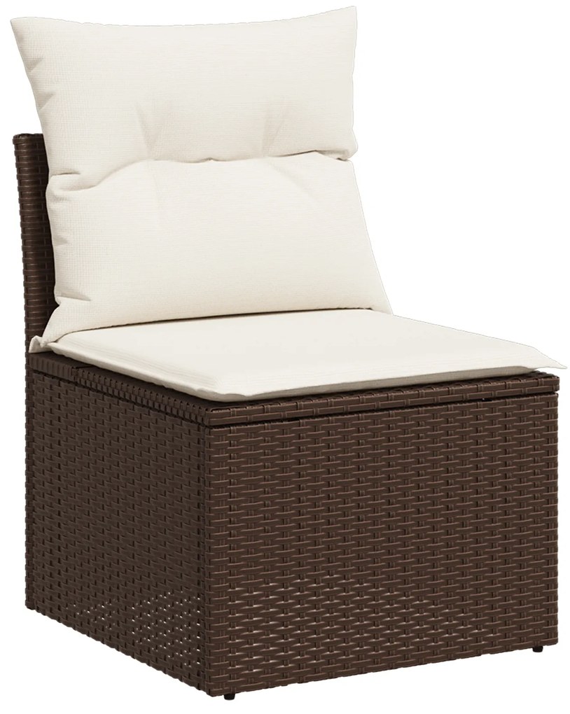 Conjunto de Sofá de Jardim vidaXL com Almofadas Castanho Rattan Poliés