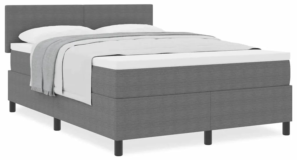Cama Box Spring com Colchão Cinza 160x200 cm Tecido de Veludo