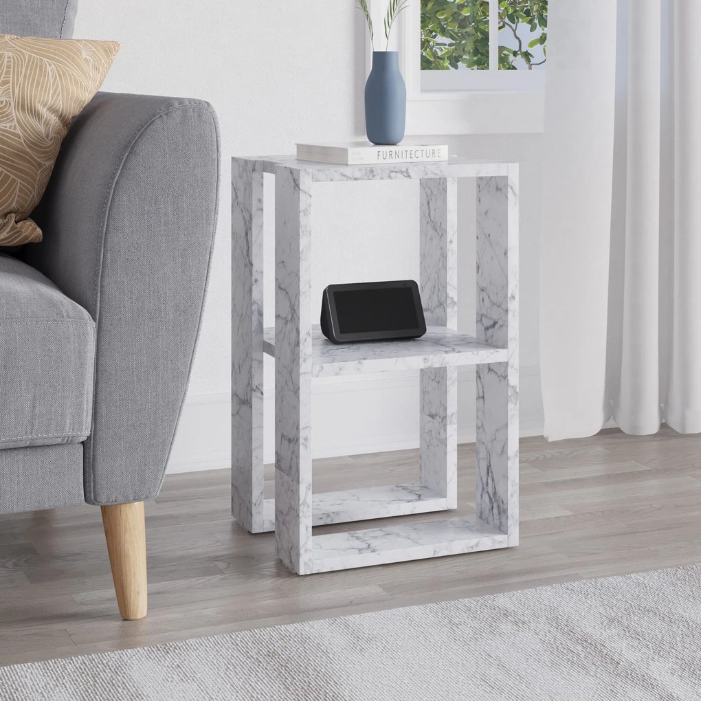 Mesa de Cabeceira "Carrara" - Mármore Carrara - 30x55x30cm - Design Mo
