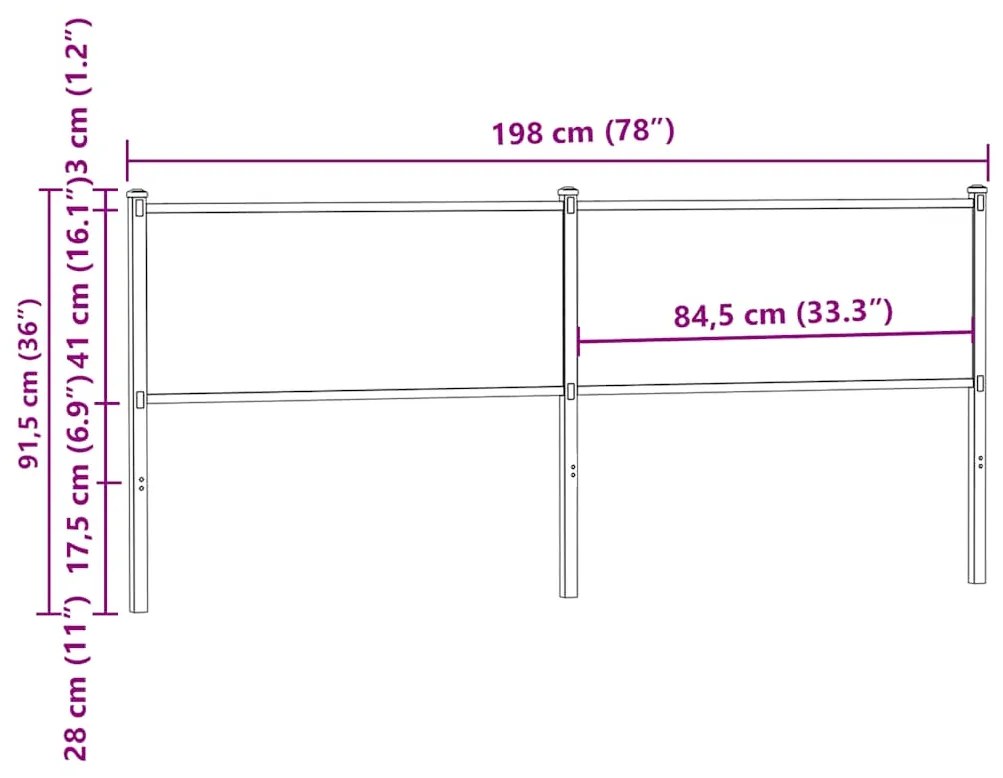 Cabeceira de cama 190cm derivados madeira/aço carvalho castanho