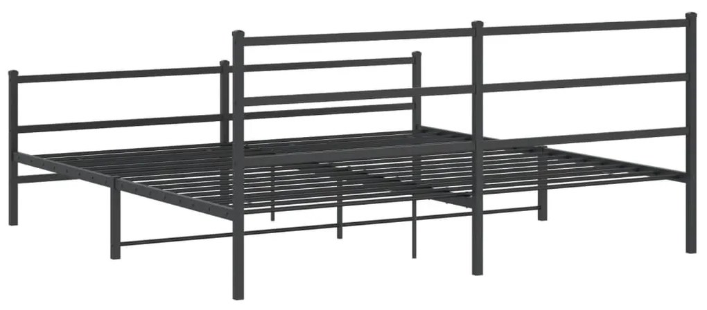 Estrutura de cama com cabeceira e pés 183x213 cm metal preto