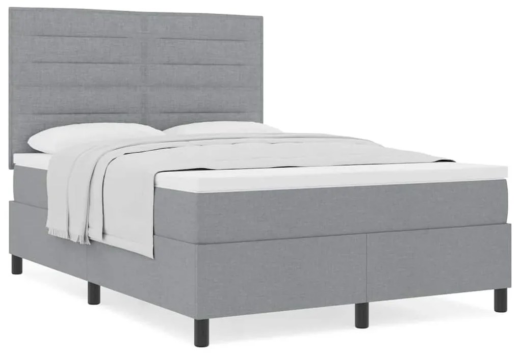 Cama Box Spring com Colchão Cinza Claro 160x200 cm Tecido