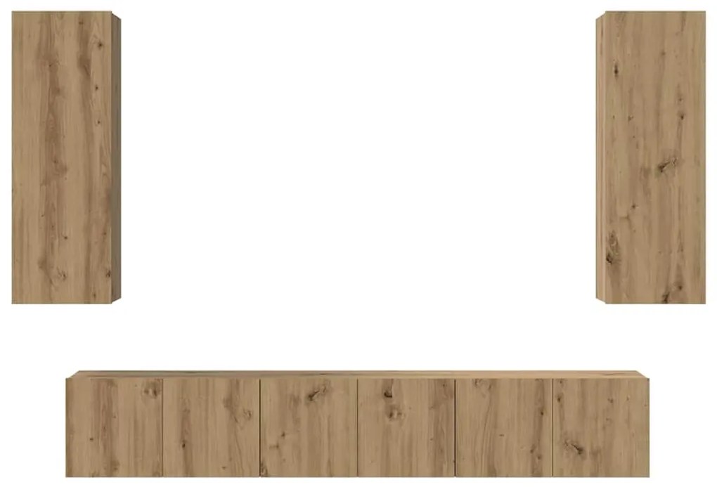 Conjunto de móvel de TV com prateleira 4 pcs carvalho artisiano