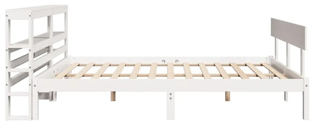 Cama sem colchão 140x200 cm madeira de pinho maciça branco