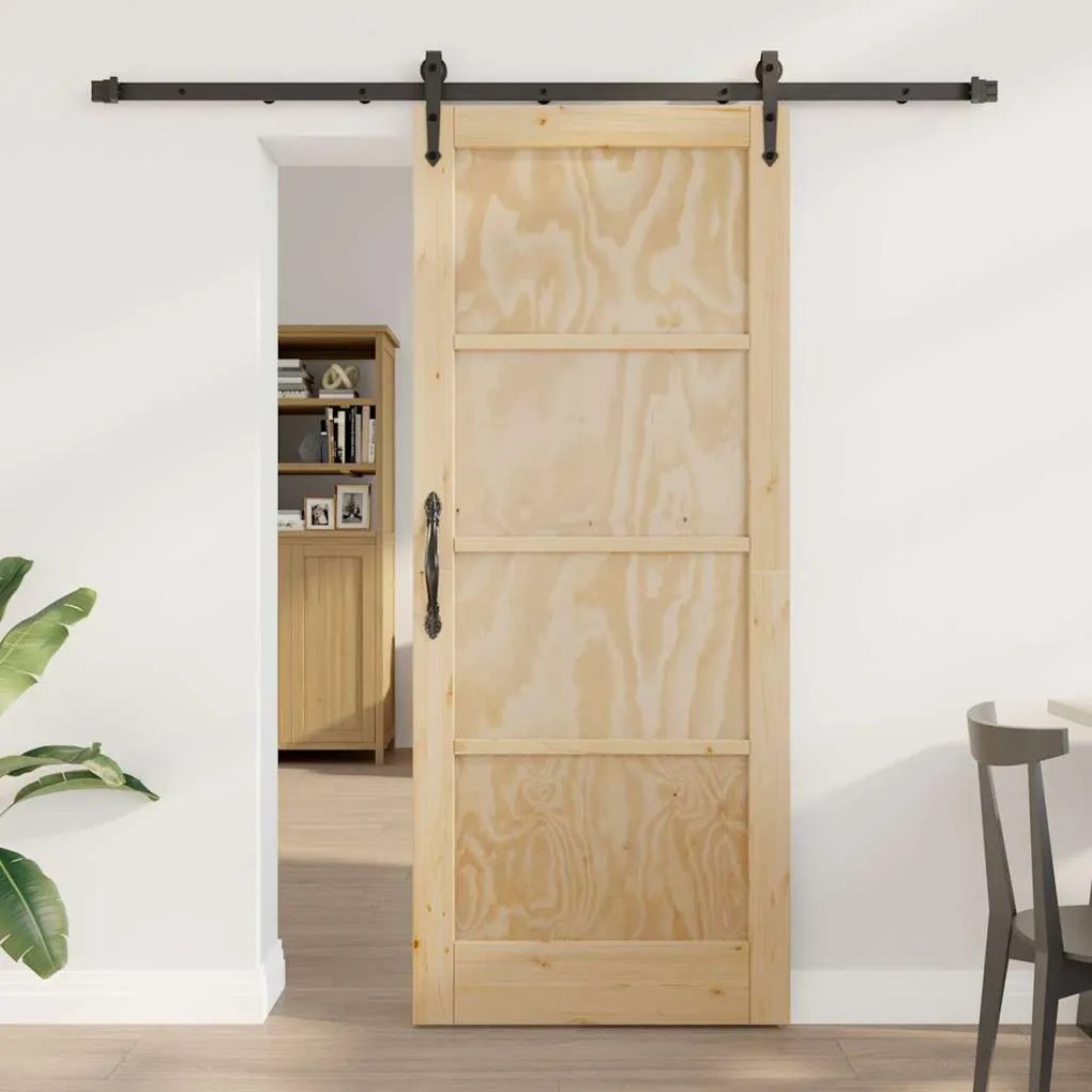 vidaXL Porta Deslizante ORKDAL Natural e Preto 83 x 202 cm