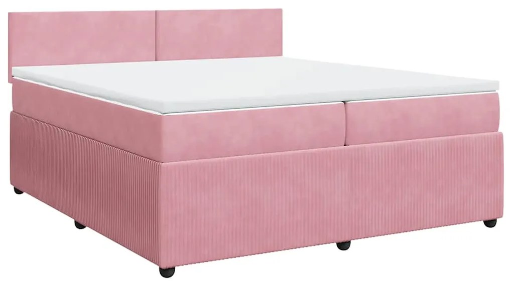 Cama com molas/colchão 200x200 cm veludo rosa