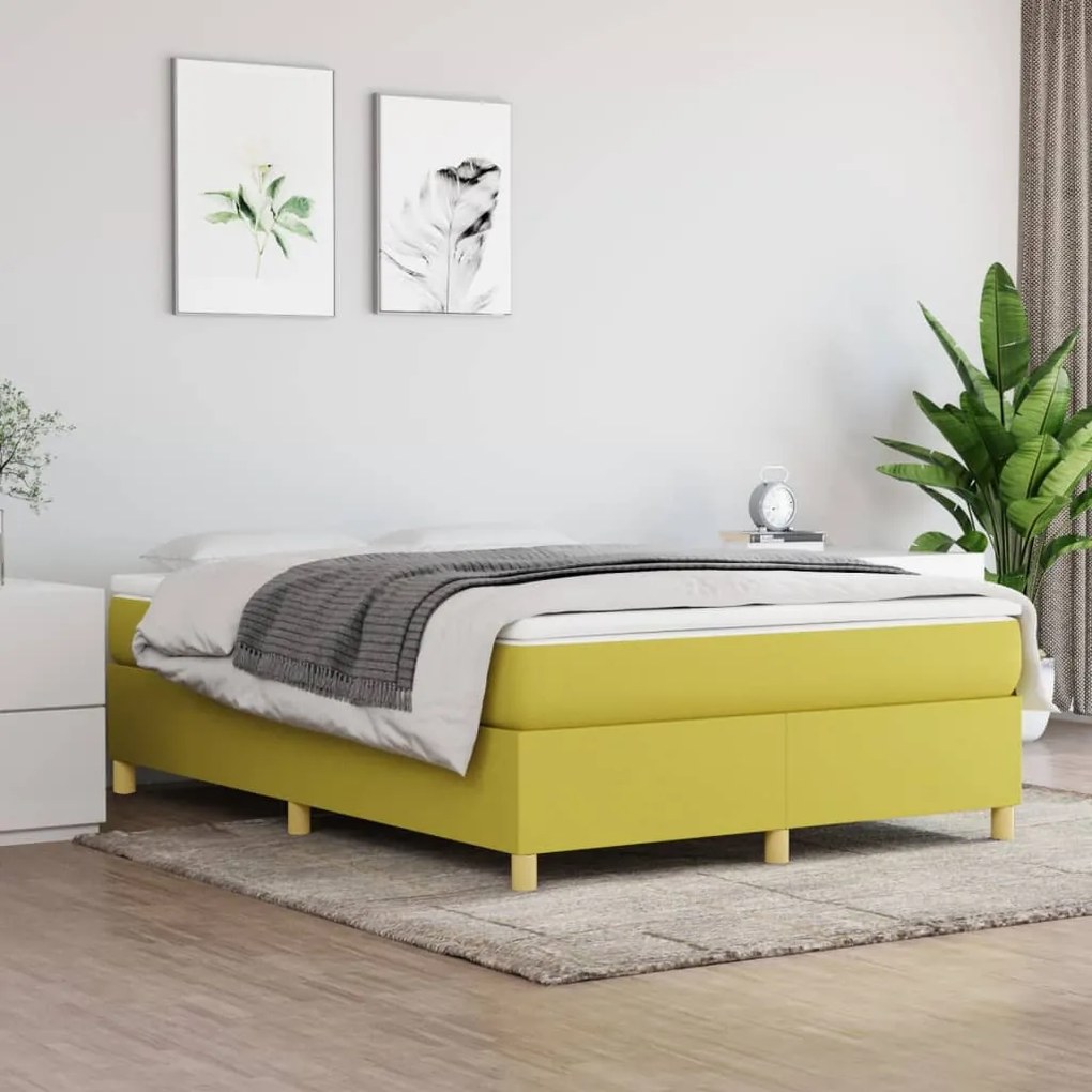 vidaXL Estrutura de cama com molas 140x190 cm tecido verde