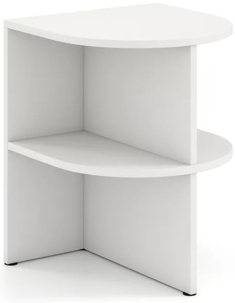 Conjunto de 2 mesas laterais semi-redondas, mesas de cabeceira meia-lua de 2 níveis com prateleiras abertas, 38 x 38 x 48,5 cm, brancas