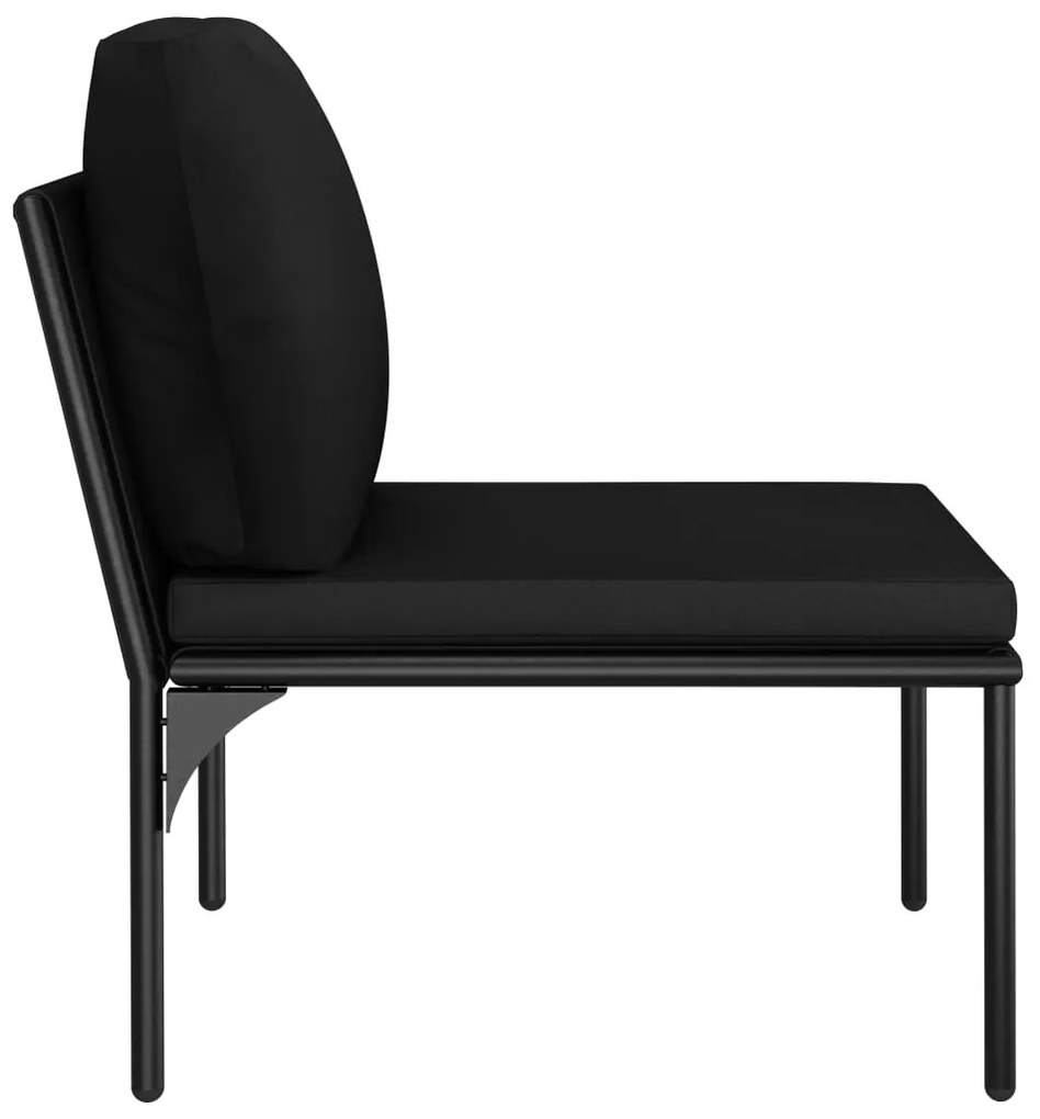 3 pcs conjunto lounge de jardim c/ almofadões PVC preto