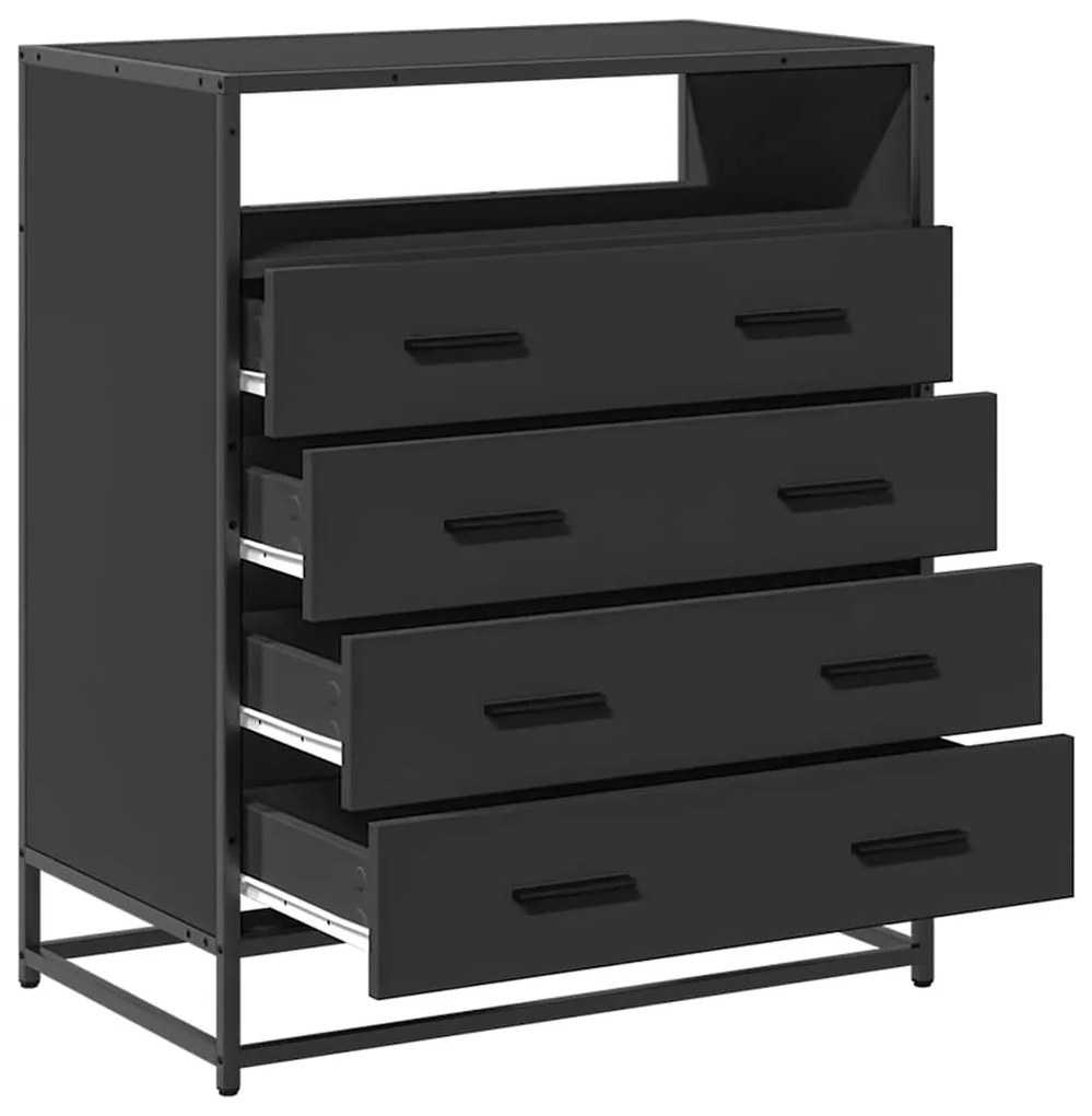 Cómoda com 4 Gavetas 70x41x83,5 cm deriv. madeira preto