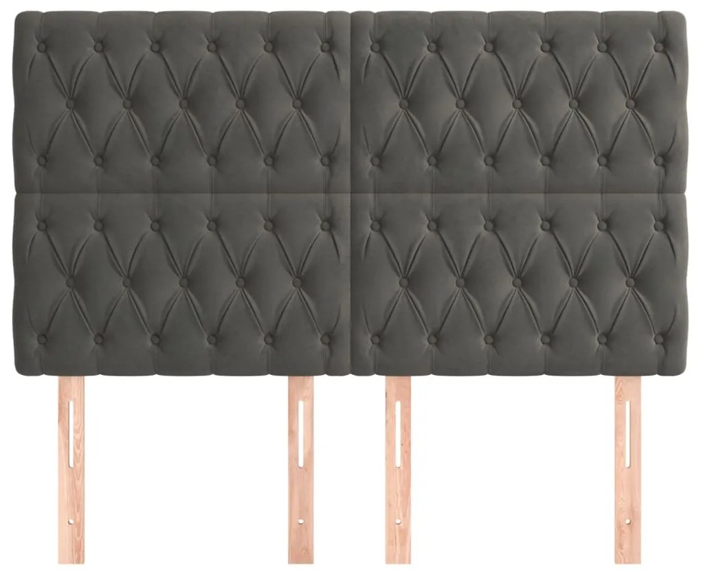 Cabeceira de cama 4 pcs veludo 72x7x78/88 cm cinzento-escuro