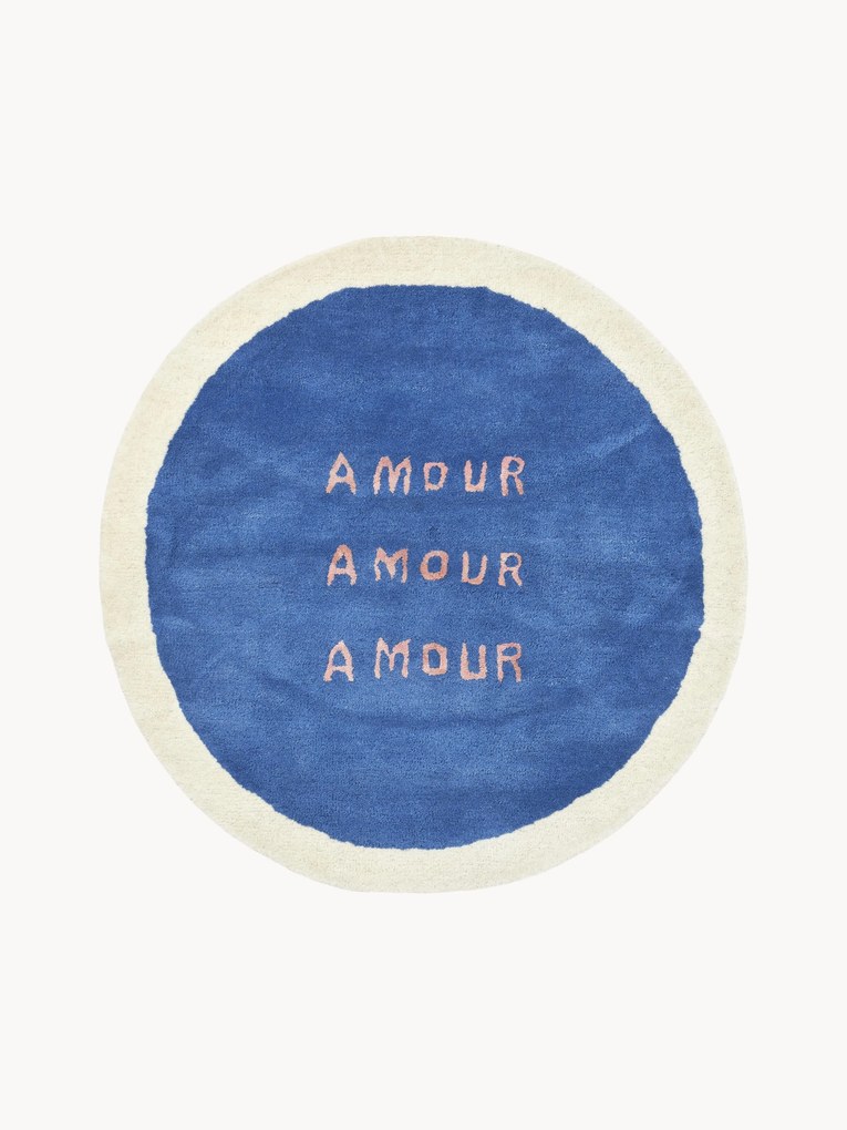 Tapete redondo de pelo comprido tufado à mão Amour