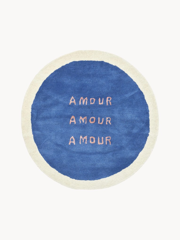 Tapete redondo tufado à mão de pelo comprido Amour