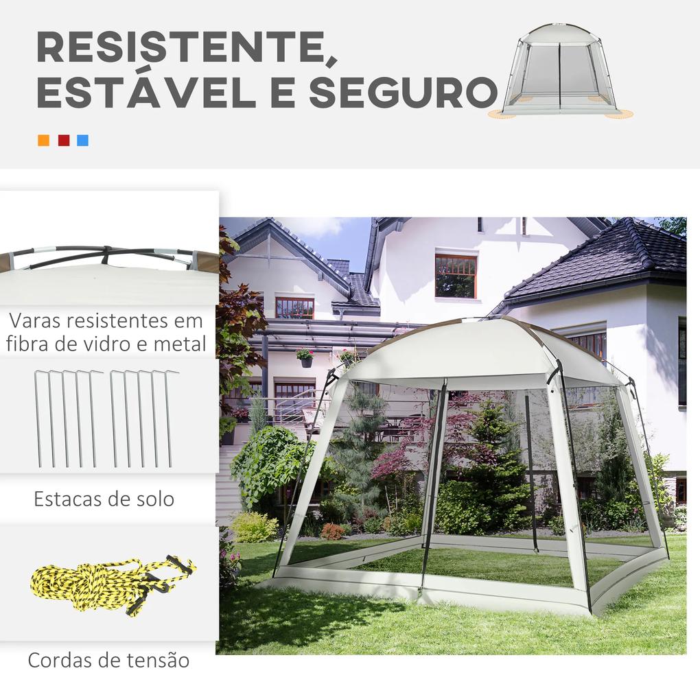 Tenda de Jardim para 6-8 Pessoas com 4 Mosquiteiras e 2 Portas Proteção UV50+ Inclui Bolsa de Transporte 3x3 m Branco