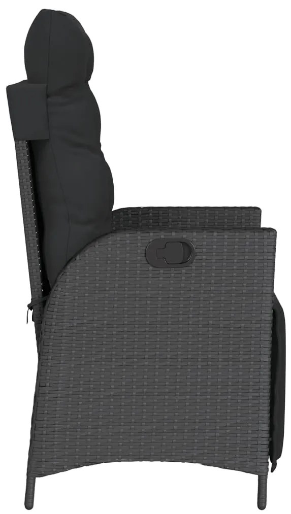 Cadeiras jardim reclináveis 2 pcs c/ apoio de pés vime PE preto