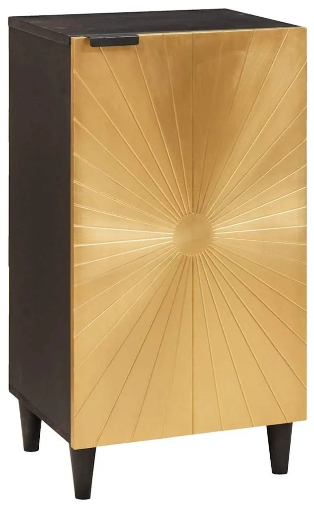 vidaXL Buffet Preto e Ouro 40 x 33 x 75 cm Madeira de manga maciça