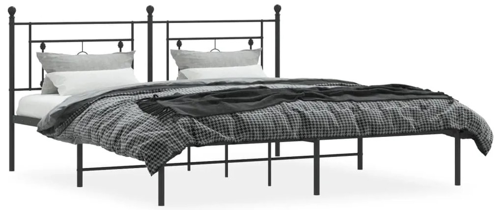 Estrutura de cama em metal com cabeceira 180x200 cm preto