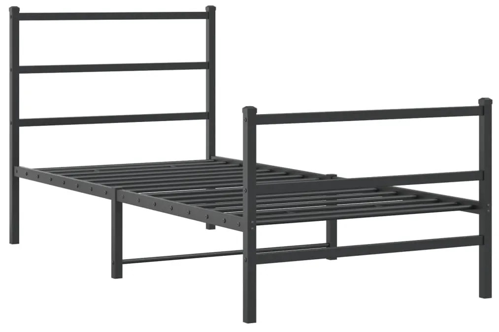 Estrutura de cama com cabeceira e pés 90x200 cm metal preto