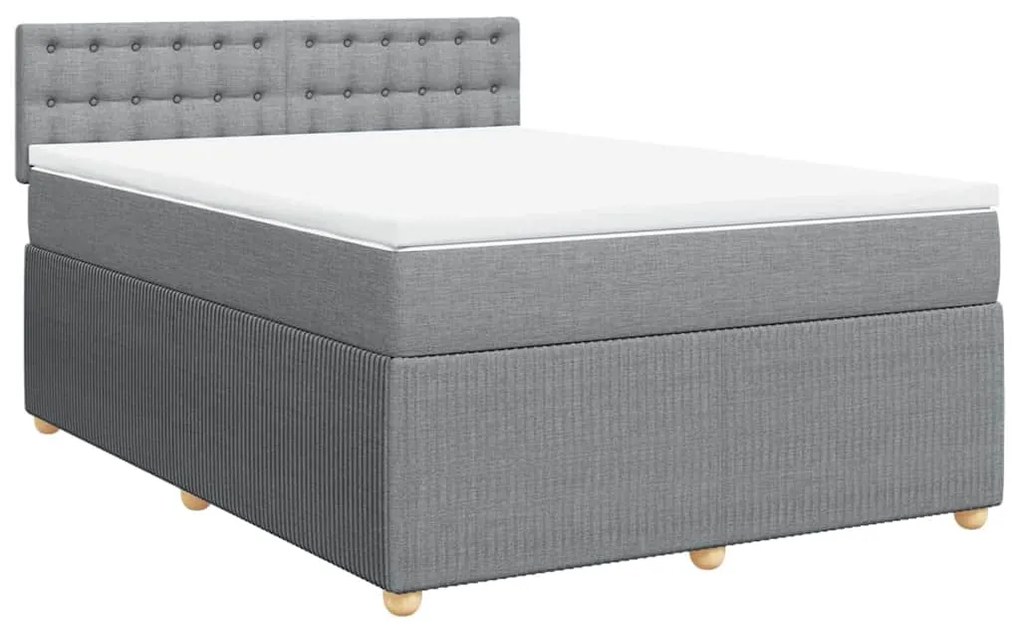 Cama com molas/colchão 140x190 cm tecido cinzento-claro