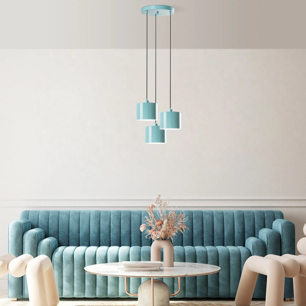 Chandelier Duz – Turquesa – Diâmetro 45 cm, Altura Total 75 - 110 cm