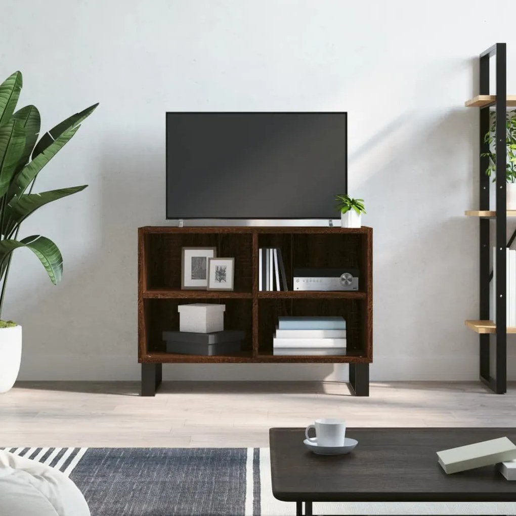 vidaXL Móvel de TV 69,5x30x50cm derivados de madeira carvalho castanho