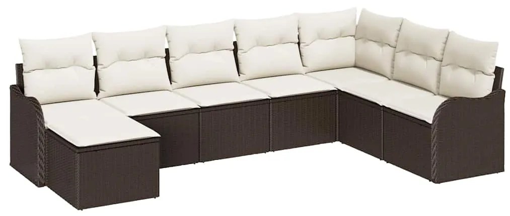 Conjunto de Sofá de Jardim vidaXL com 8 Peças e Almofadas em Ratan Pol