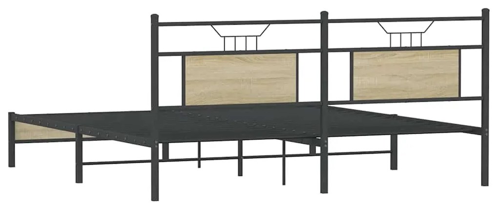 Estrutura de cama sem colchão 183x203 cm carvalho sonoma