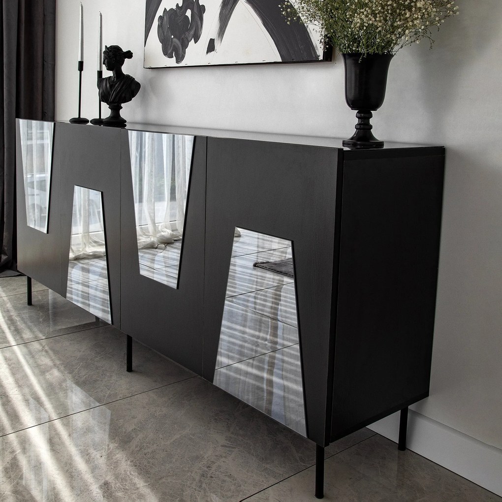 Console Venice – Preto Fumê – 180x80x40 cm