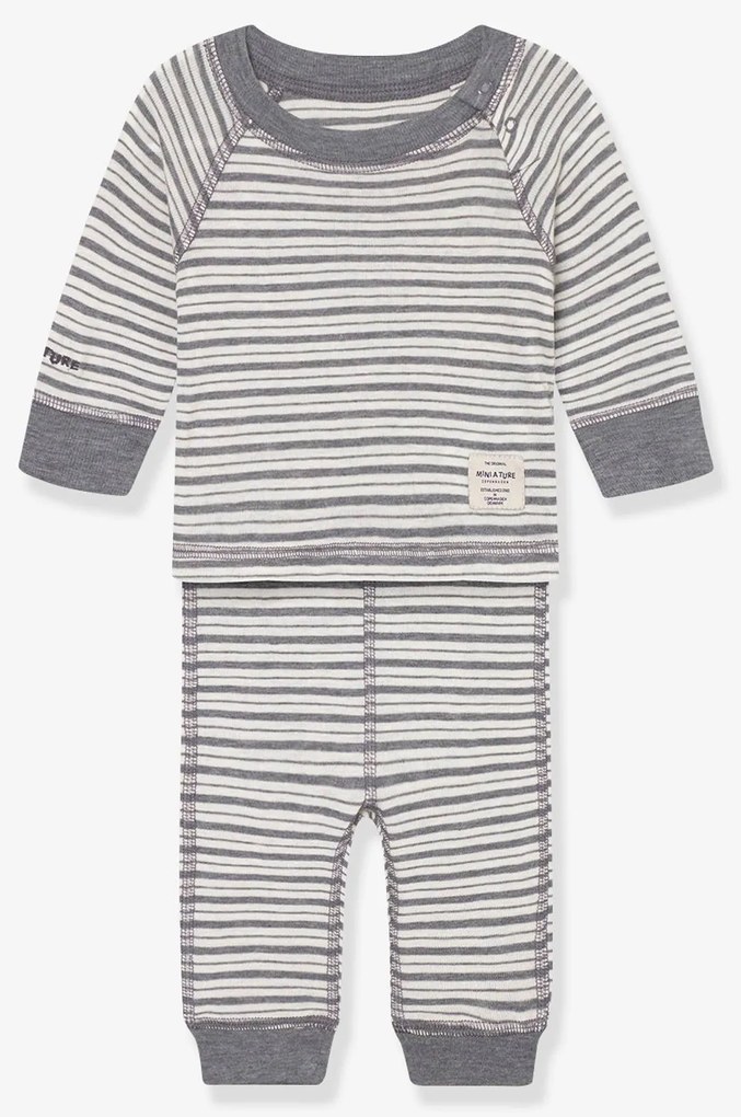 Camisa e leggings MATBELA para bebé MINI A TURE riscas cinzentas