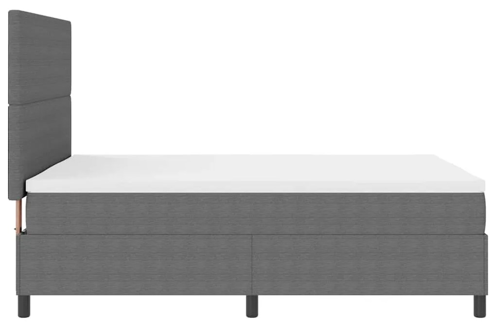 Cama Box Spring com Colchão Cinza Claro 140x200 cm Tecido de Corduroy