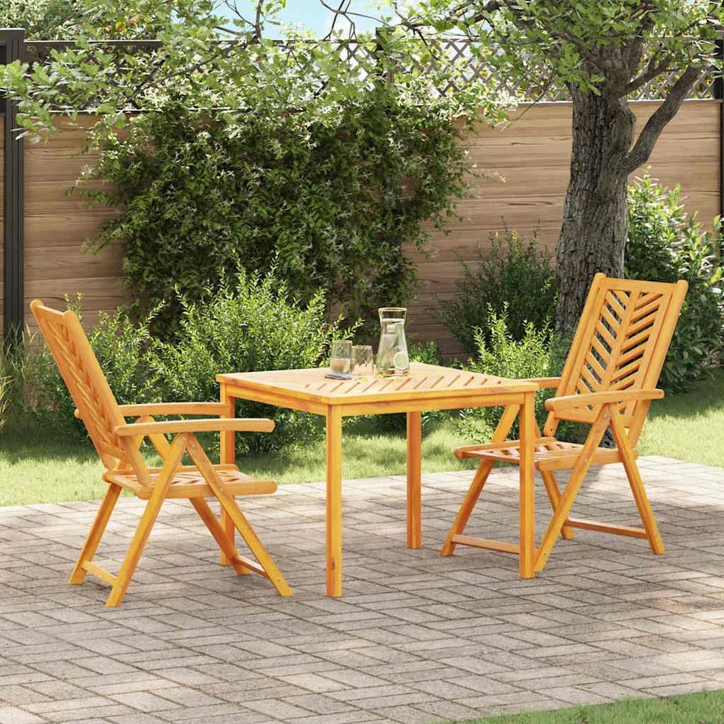 vidaXL Conjunto de Jantar para Jardim 3 pcs Castanho