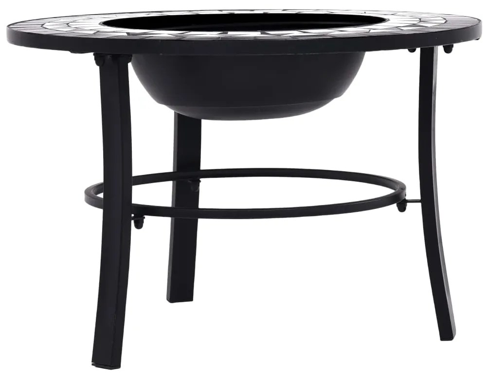 Braseira em mosaico 68 cm cerâmica preto e branco