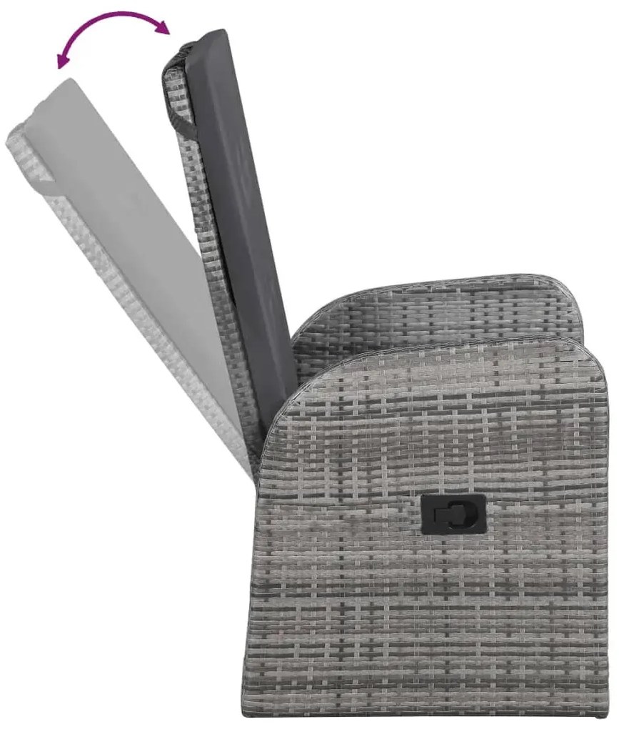 7 pcs conjunto de jantar para jardim com almofadões cinzento