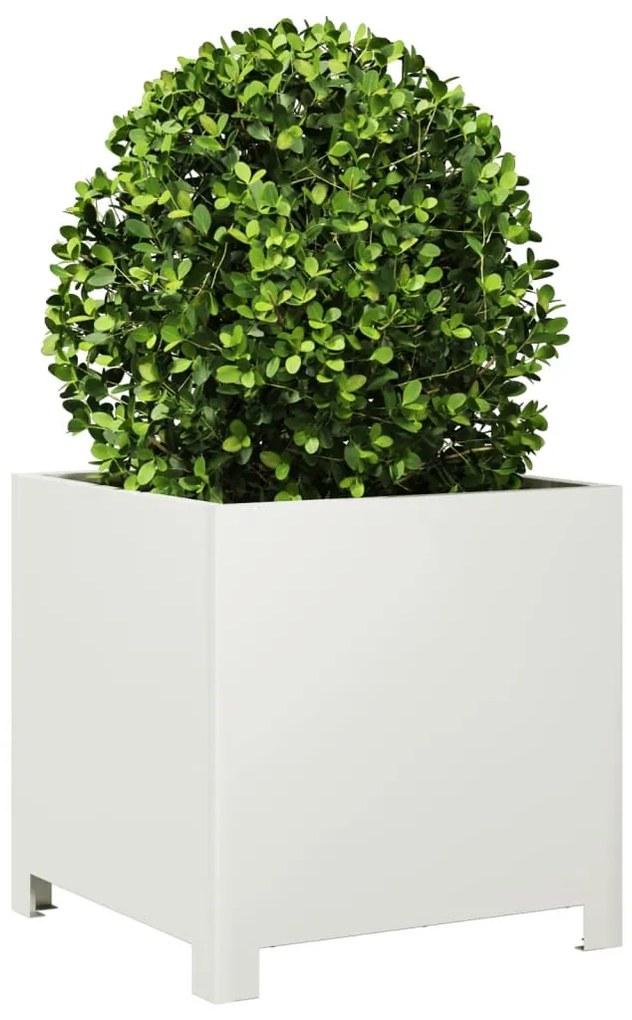 Vaso/floreira de jardim 40x40x40 cm aço branco