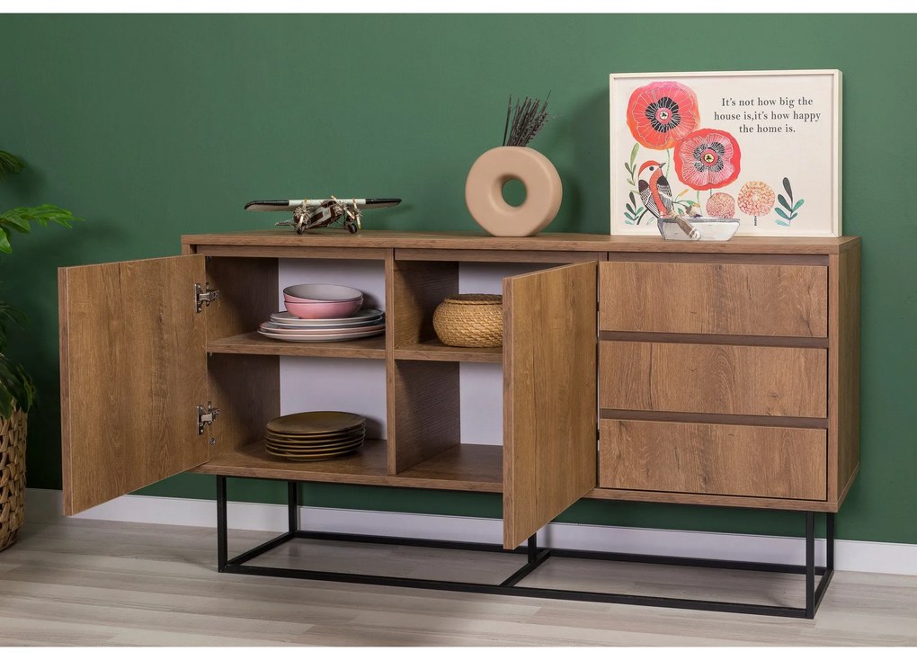 Conjunto de Mobiliário de Sala Laxus – Nogueira/Preto – 90x39x40 cm