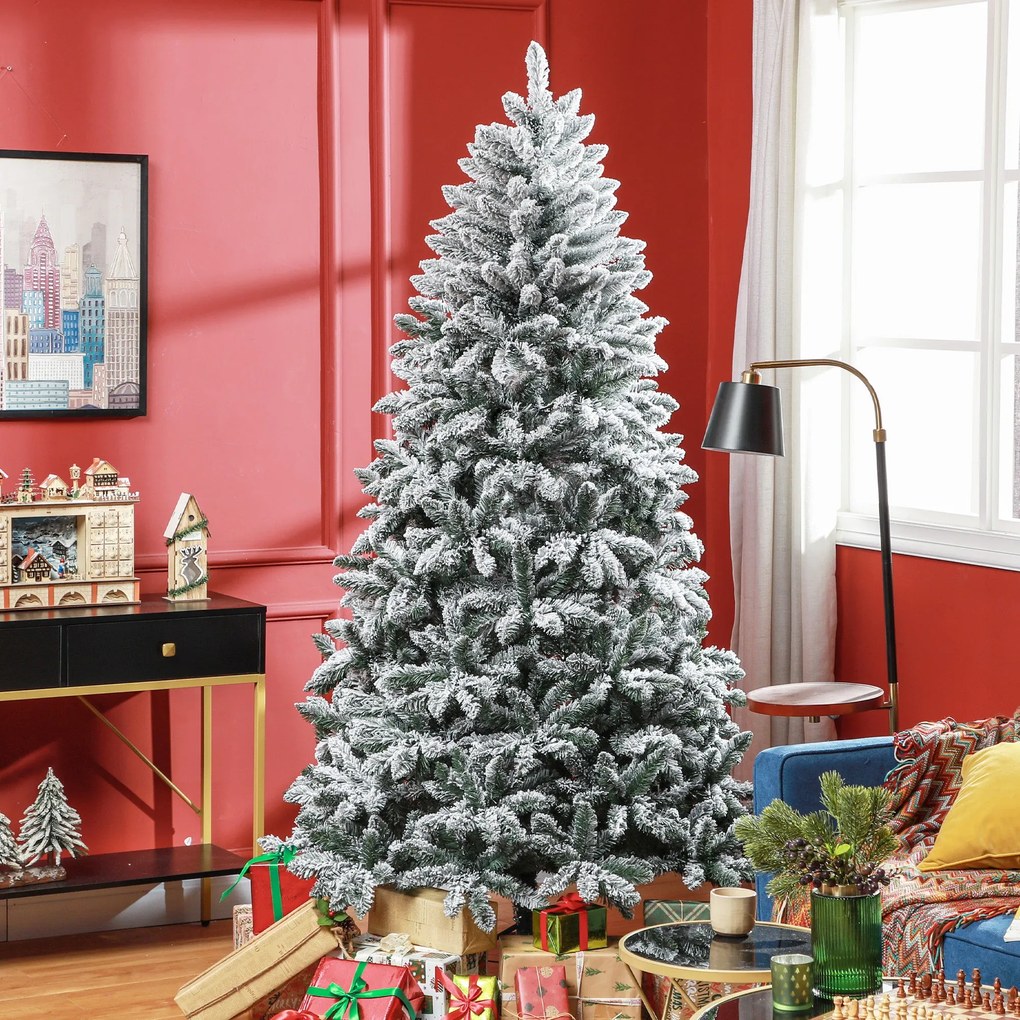 Árvore de Natal 210 cm Árvore de Natal Artificial Nevado com 1021 Ramo