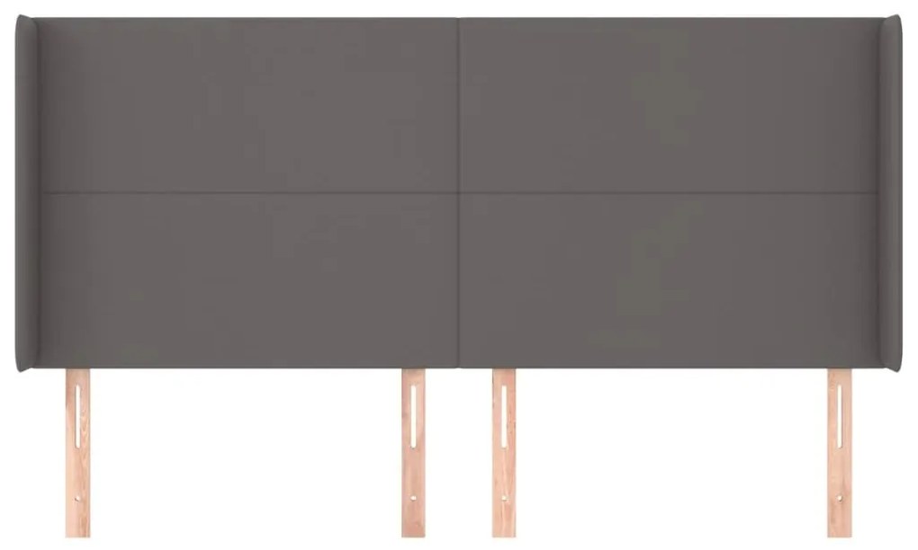 Cabeceira cama c/ abas couro artif. 183x16x118/128 cm cinzento