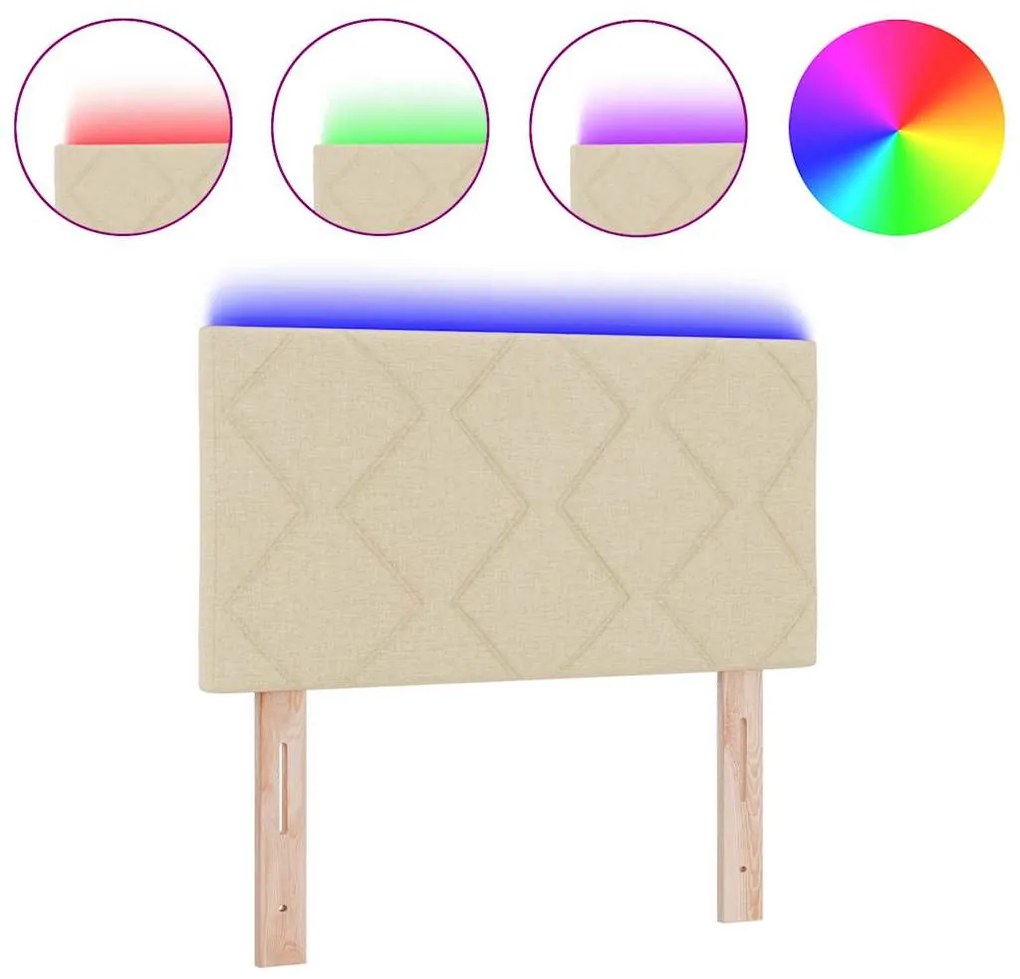 Cabeceira LED vidaXL Design de Blocos em Diamante Creme 80 cm Tecido