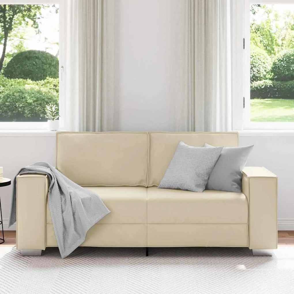 Sofá Loveseat vidaXL Creme 140 cm em Couro Sintético
