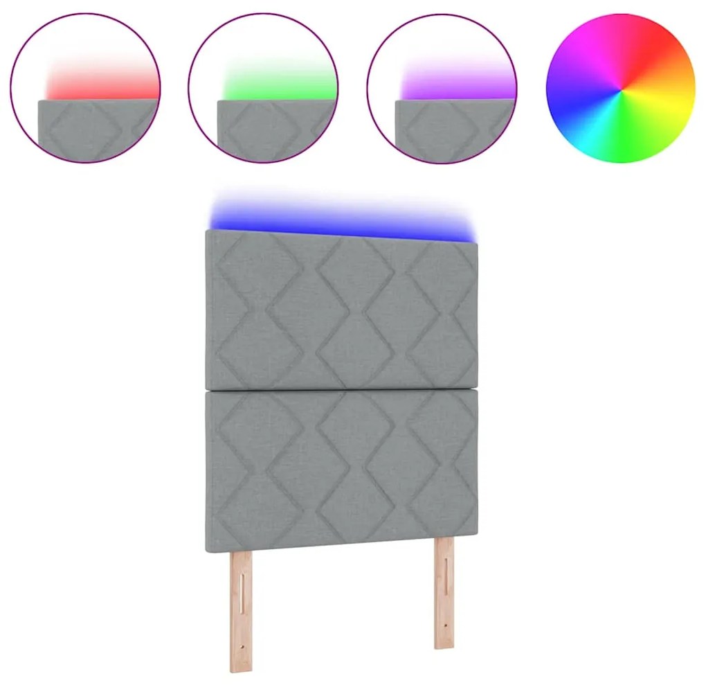 Cabeceira LED vidaXL Design de Blocos de Diamante Cinzento Claro 80 cm