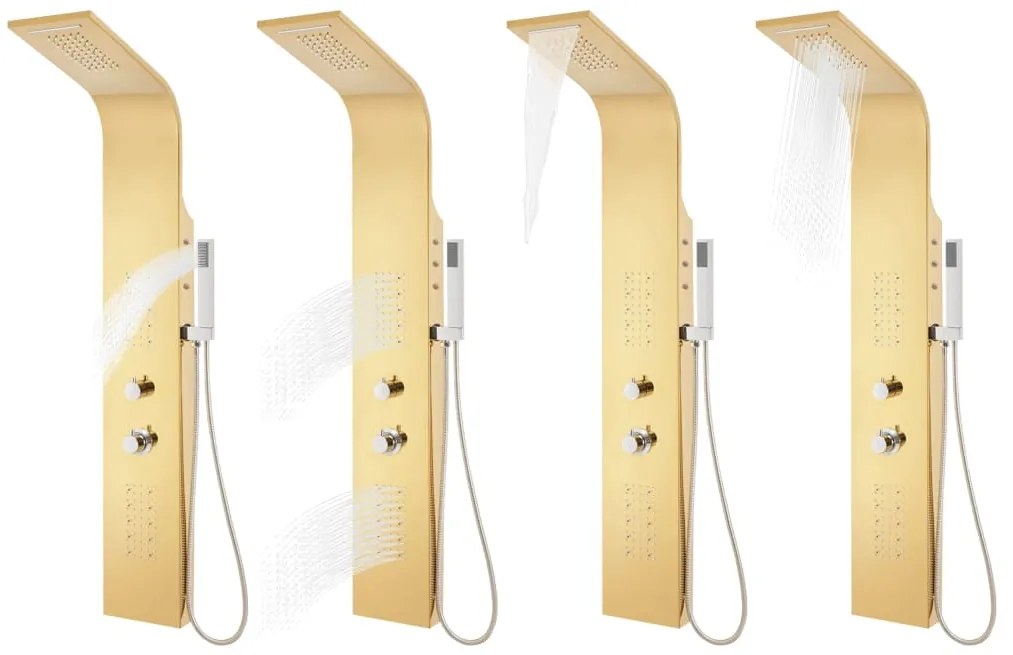 Sistema de duche curvo em aço inoxidável 201 dourado