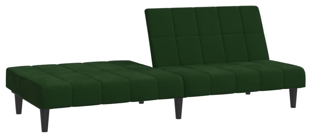 Sofá-cama de 2 lugares veludo verde-escuro