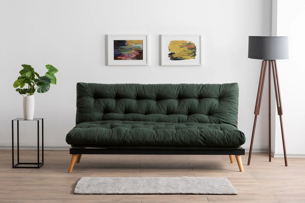 Sofá-Cama de 3 Lugares Saki – Verde – 185x92x82 cm