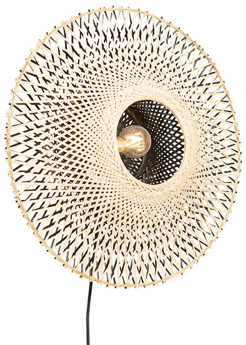 Candeeiro de parede oriental bambu 50 cm com ficha - Rina Oriental