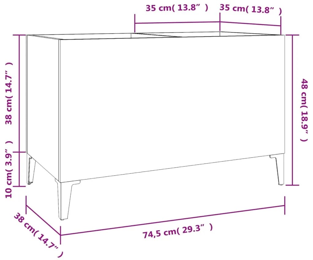 Armário para discos 74,5x38x48 cm derivados de madeira preto