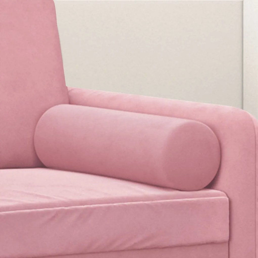 Almofadas decorativas 2 pcs Ø15x50 cm veludo rosa
